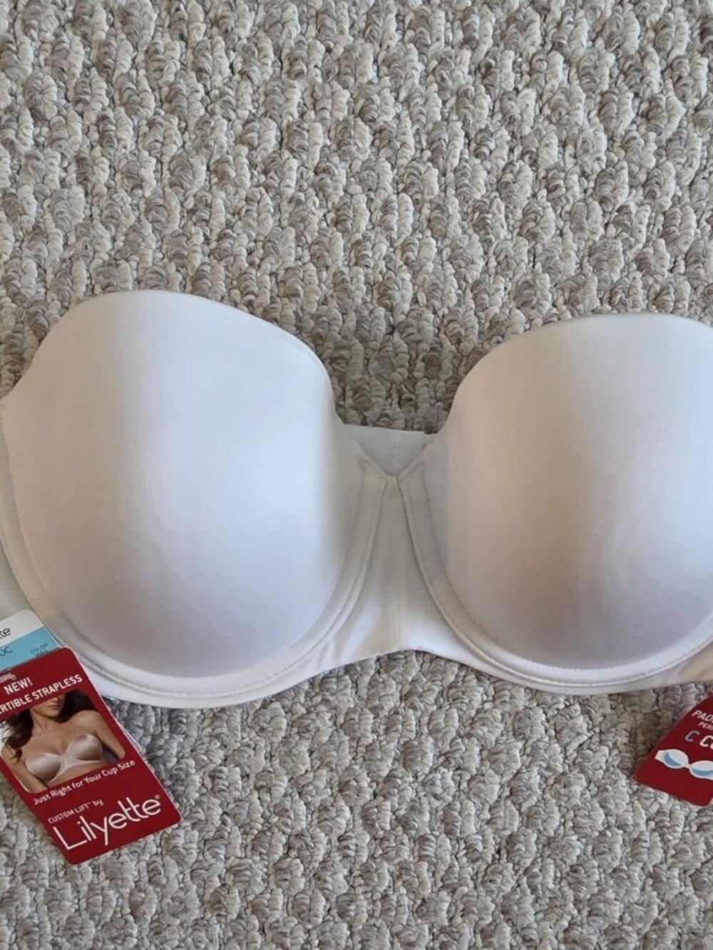 Lilyette Custom Lift Full Support Strapless Underwire Bra 40C White Discontinued